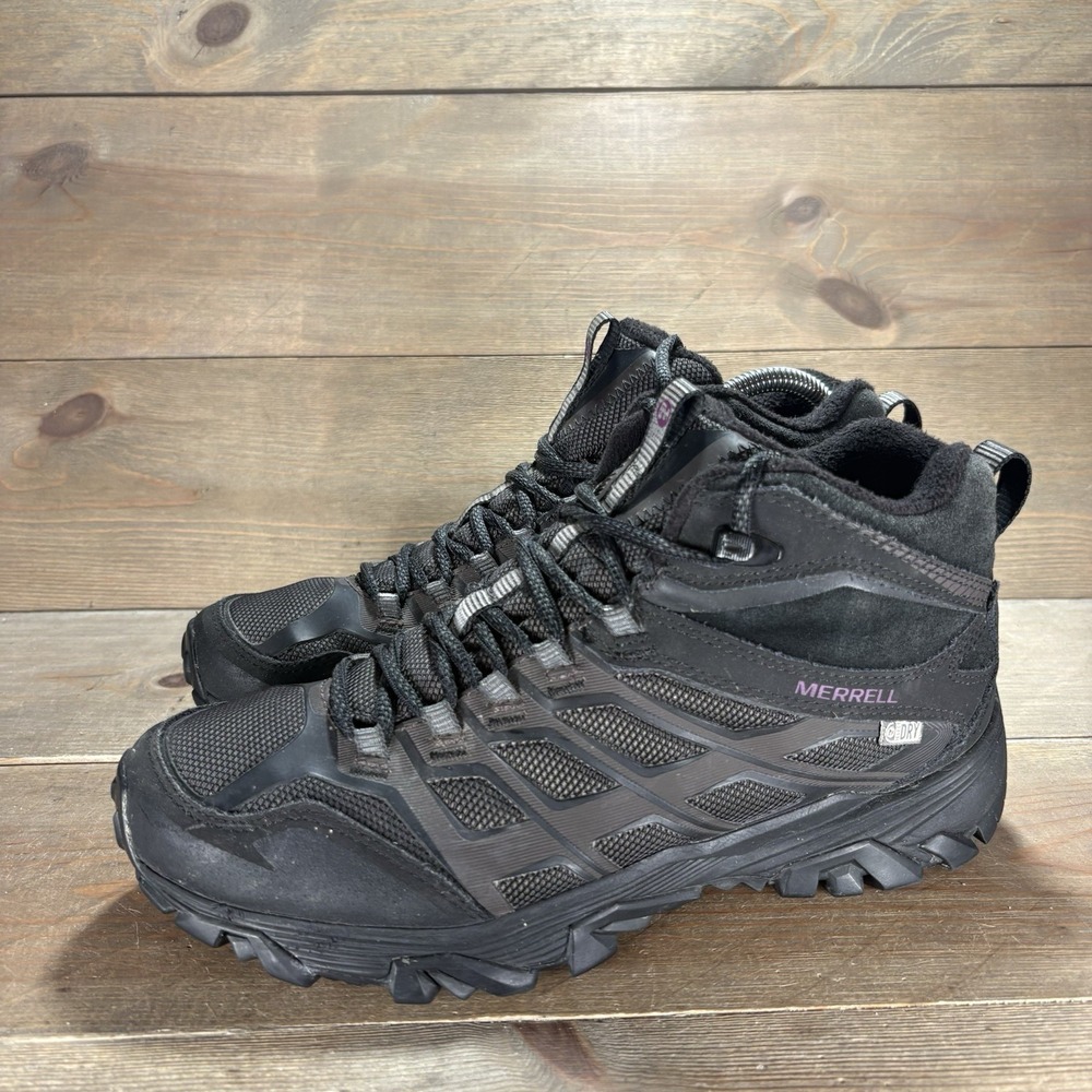 merrell moab fst womens size 8.5 shoes black insulated waterproof ice snow boots